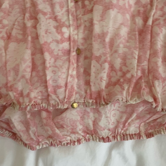 LOVESHACKFANCY printed ruffle off shoulder long sleeve top - Picture 6 of 8